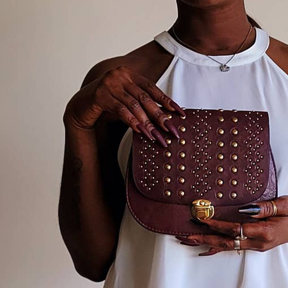Burgundy Shoulder Bag|Burgundy Purse|Clutch|Bag - Picture 5 of 5